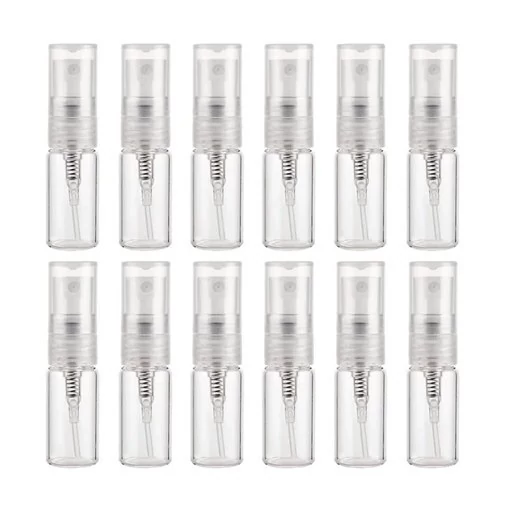 اسپری عطر خالی مدل 3میل ویال درب پلاستیکی مجموعه 12 عددی