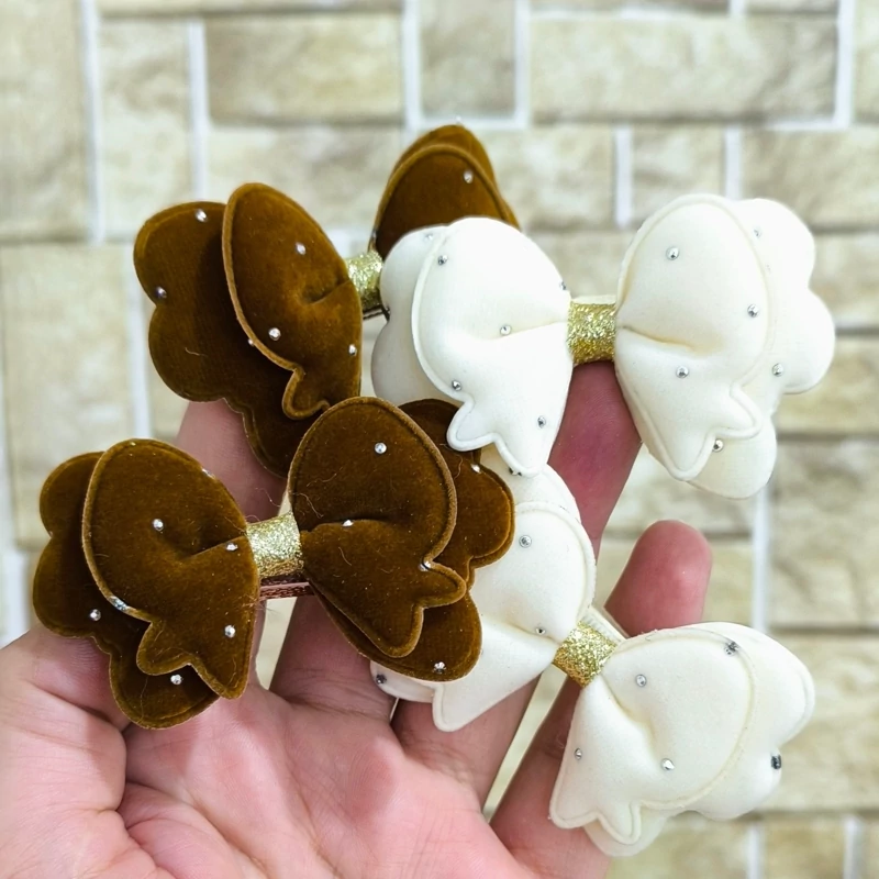 گیر سر انبری پاپیونی پارچه ای نگین دار